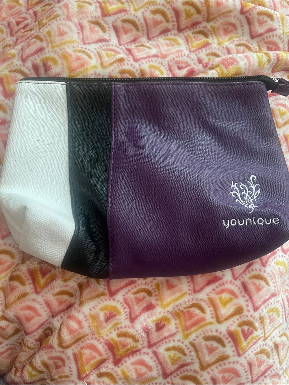 Younique Purple, Black & White Tri-Panel Cosmetic Pouch